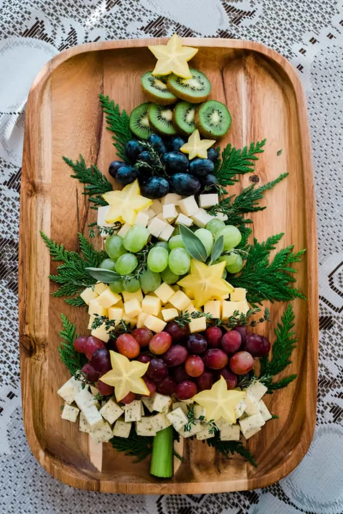 Beautifully sophisticated Christmas tree cheese board from Muy Bueno Cookbook