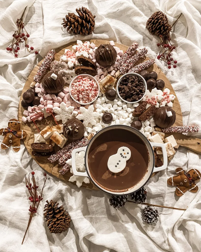 Celebrate the holidays with a fun hot cocoa charcuterie snack tray from Easy Livin