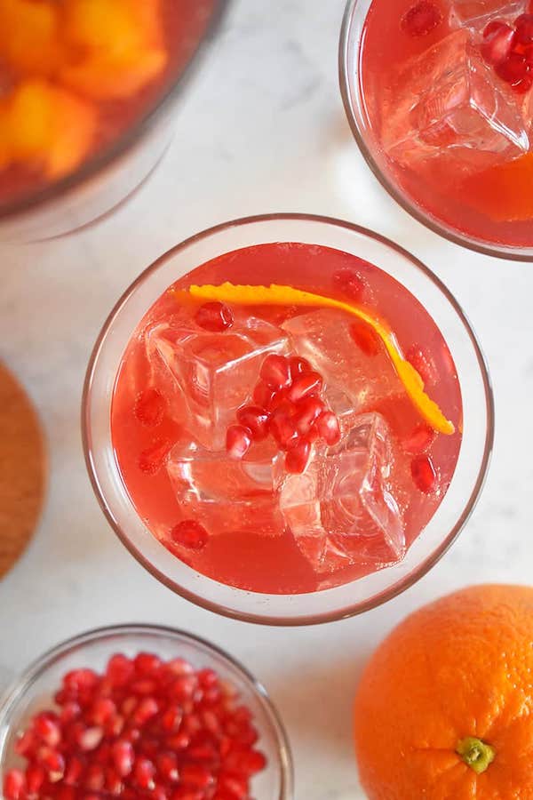 No-added sugar and no-alcohol Pomegranate Orange Mocktail from Nom Nom Paleo
