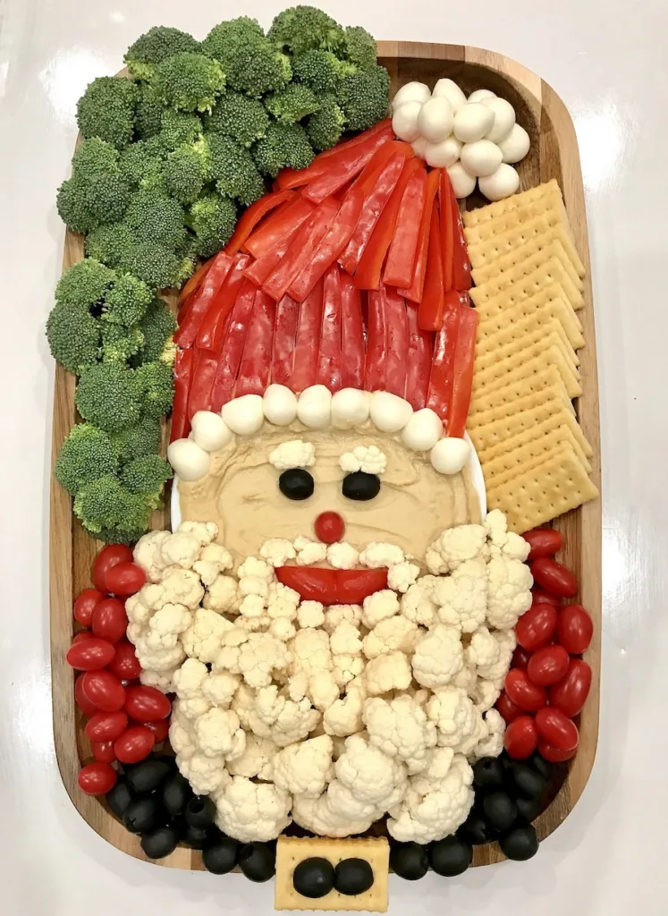 Snack on this Healthy Santa Snack Board with this idea from The Baker Mama