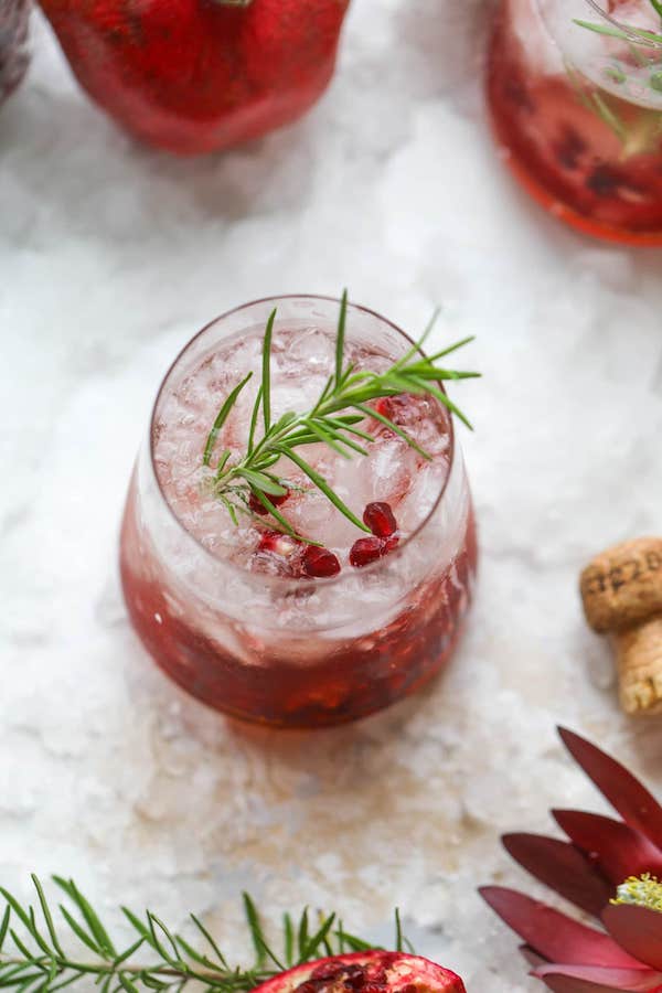 This pomegranate cocktail from How Sweet Eats gets its kick from Prosecco
