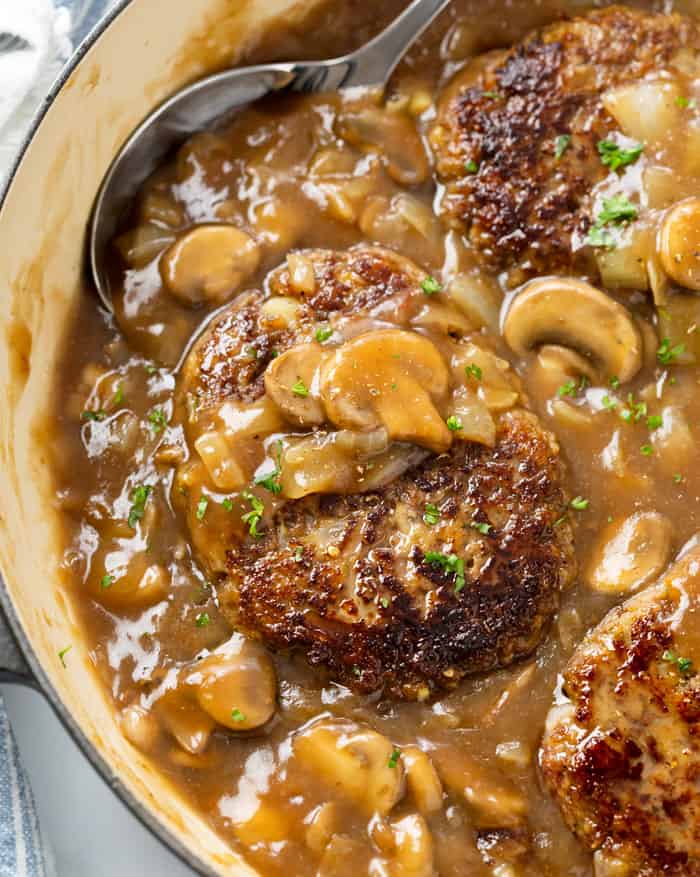 A weekly meal plan of comfort foods:   Salisbury Steak at The Cozy Cook 