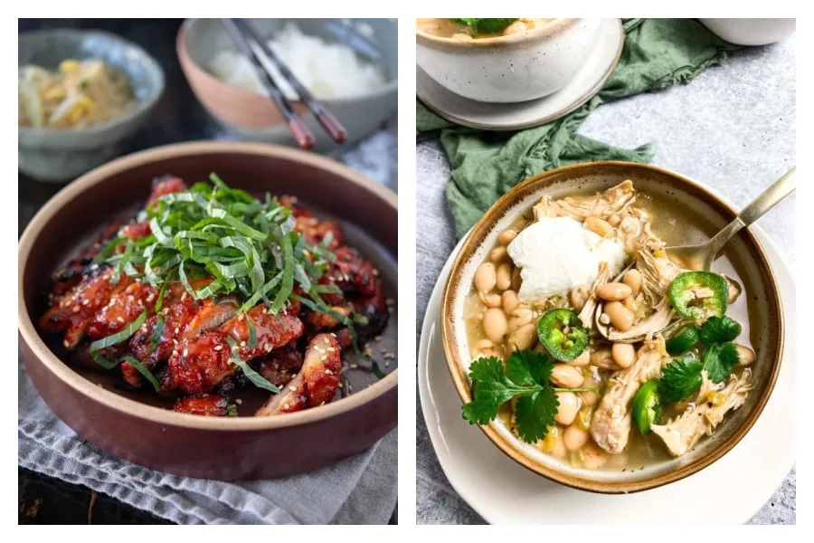 Weekly meal plan 5: Easy prep-ahead dinners | Korean Chicken at Beyond Kimchee and White Chili at Over the Spoon