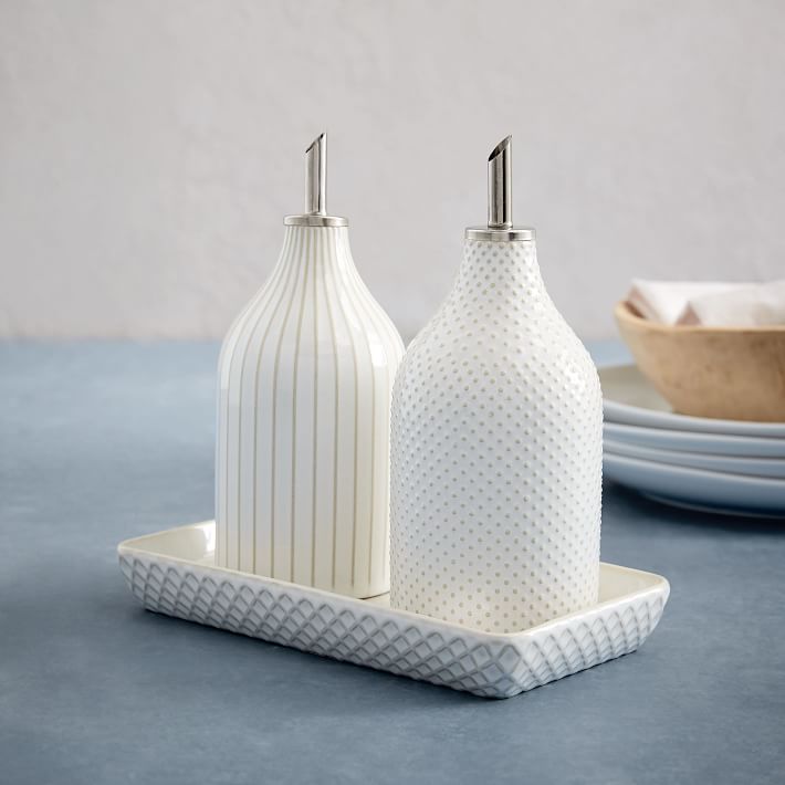 Pretty textured vinegar and oil set from West Elm for an affordable Mother's Day gift under $25