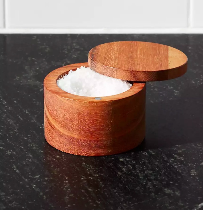 Keep your supermarket splurge salt purchase in a beautiful salt cellar like this one from Crate & Barrel Keep your supermarket splurge salt purchase in a beautiful salt cellar like this one from Crate & Barrel