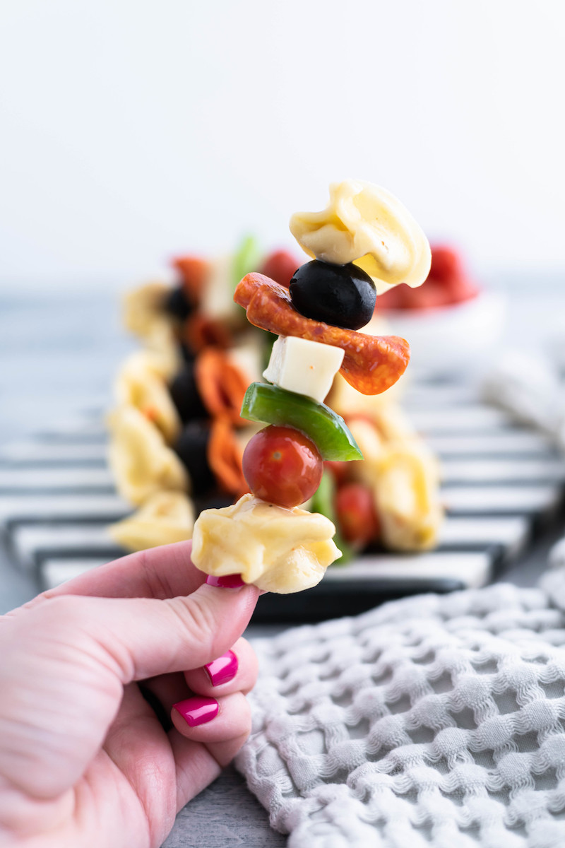 Easy spring appetizer for dinner: Pasta salad on a stick at Meg's Everyday Indulgence Easy spring appetizer for dinner: Pasta salad on a stick at Meg's Everyday Indulgence