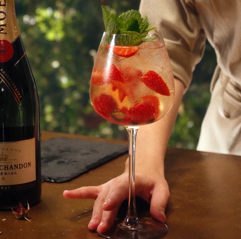 Easy, delicious champagne cocktail recipes: Moet & Chandon's Golden Hour Champagne Cocktail is fruity and refreshing