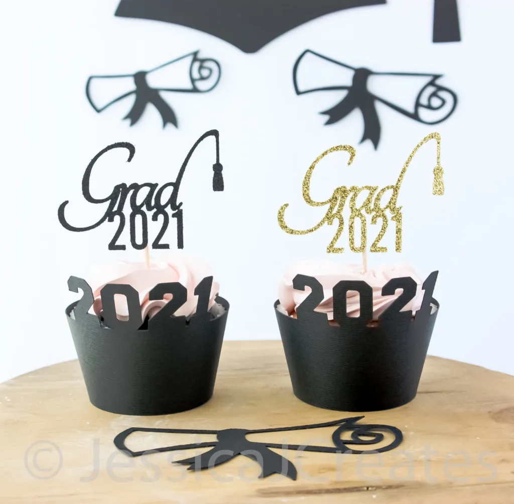 2021 graduate cupcake wrappers for homemade -- or semi homemade -- graduation treats! | JessicaJCreates on Etsy