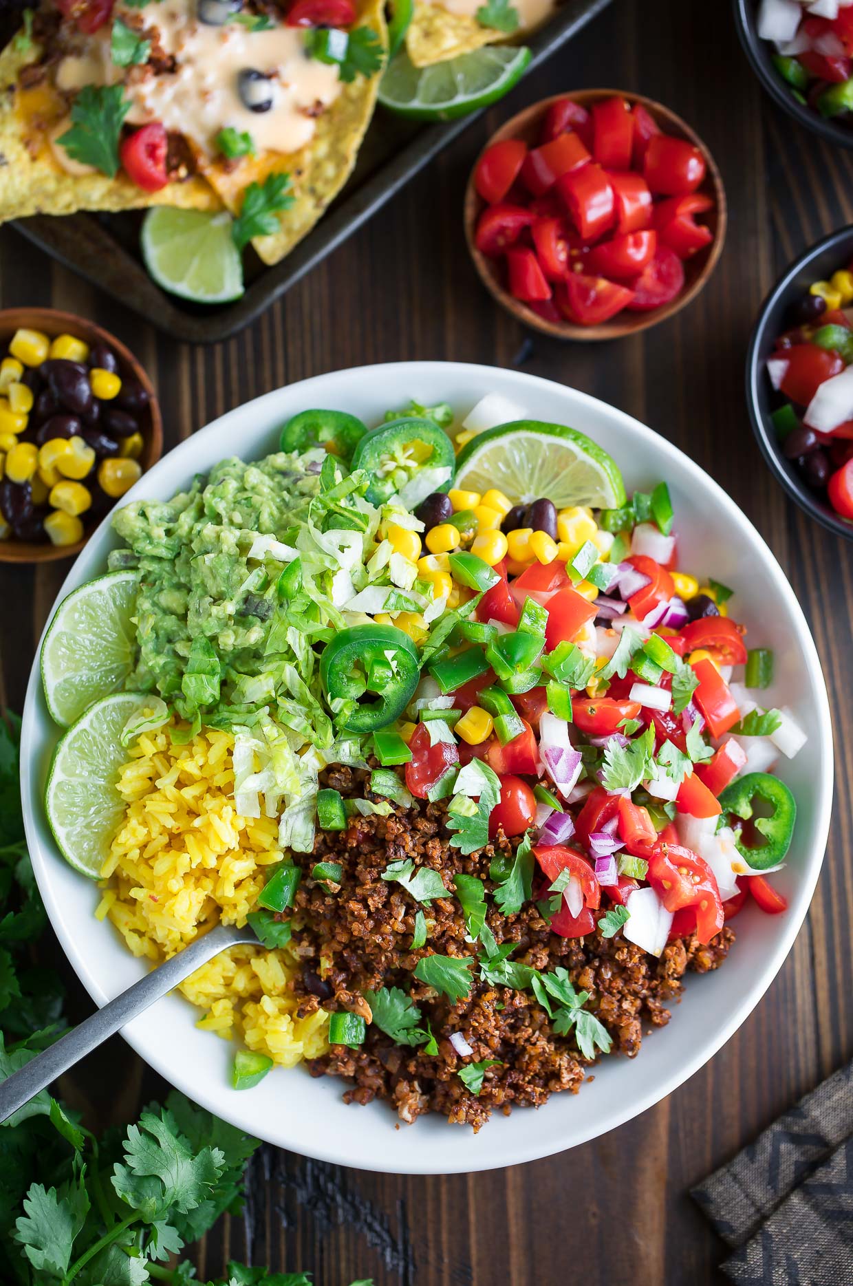 Weekly meal plan ideas: Vegetarian taco bowls at Peas and Crayons