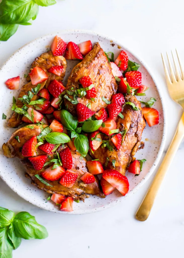 Strawberry-Basil-Chicken-from-Wholesomelicious. Strawberry-Basil-Chicken-from-Wholesomelicious.