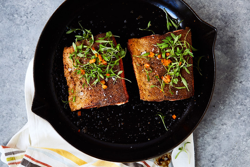 Cast Iron Skillet Recipes: 6-Minute Crispy Skin Cast Iron Salmon from Tasty Yummies