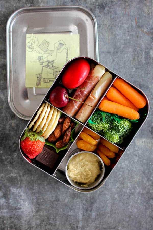 This Mess is Ours uses a bento box to create a charcuterie-style school lunch