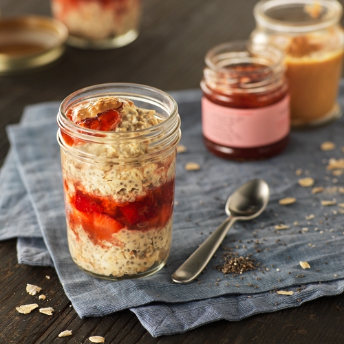Try this twist on a PB&J with Ready Set Eat's mason jar overnight oats recipe