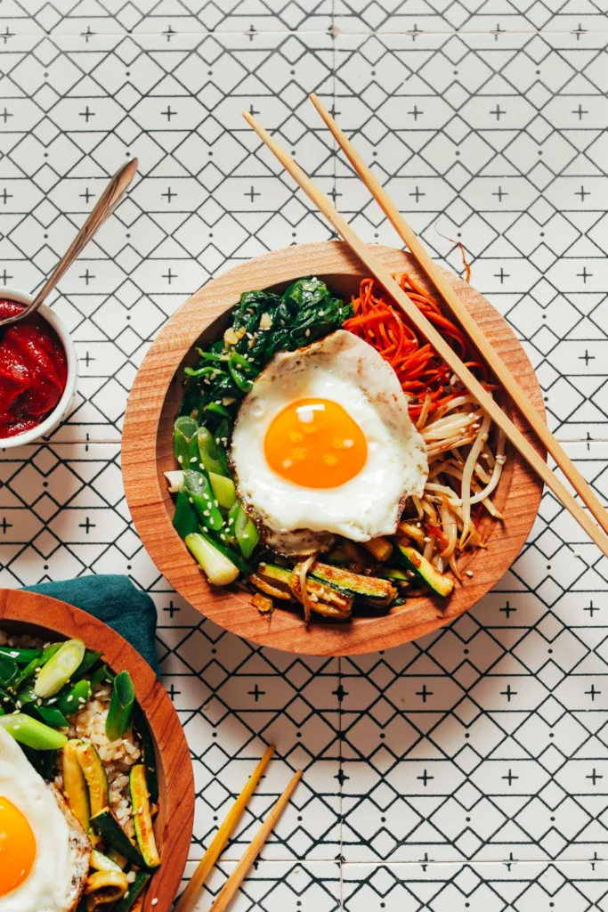 Meal plan ideas using August produce: Bibimbap Bowls at Minimalist Baker