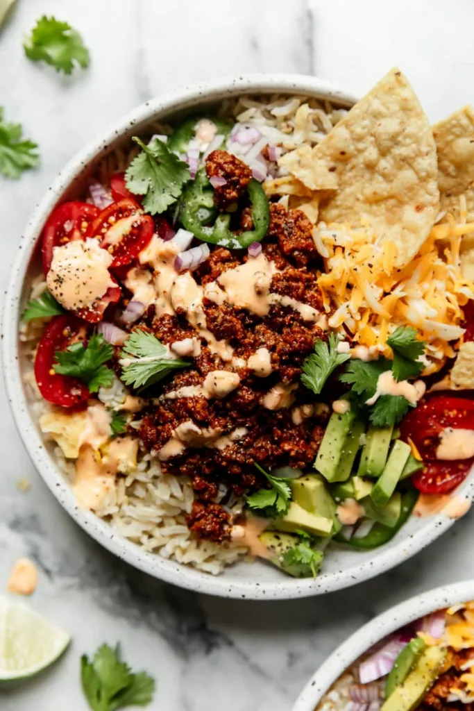 Easy-Beef-Taco-Bowls-with-Salsa-Ranch-from Real Food Rds Easy-Beef-Taco-Bowls-with-Salsa-Ranch-from Real Food Rds