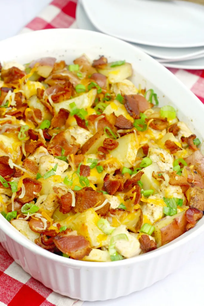 Fall Meal Ideas: Loaded Baked Potato Chicken Casserole Recipe from Sweet Pea's Kitchen