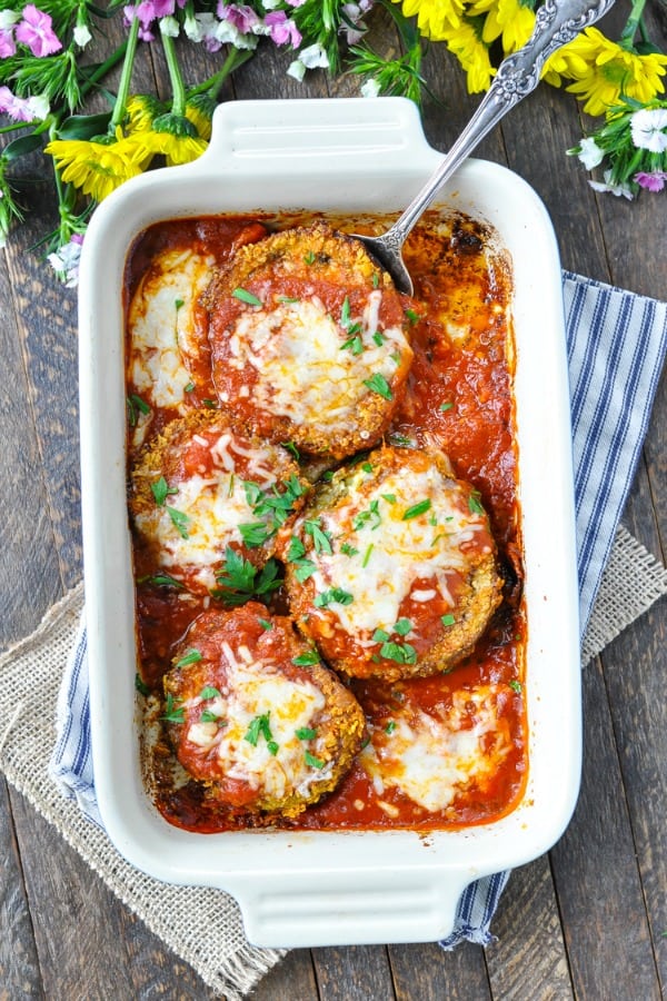 Weekly Meal Plan Ideas: Grandmas-Baked-Eggplant-Parmesan-from the Seasoned Mom