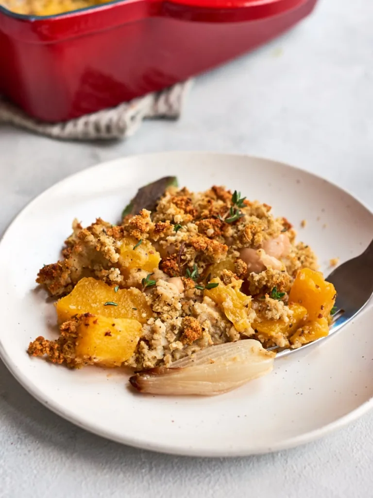 This creamy, crunchy, and pumpkiny casserole from Forkful of Plants is also vegan This creamy, crunchy, and pumpkiny casserole from Forkful of Plants is also vegan