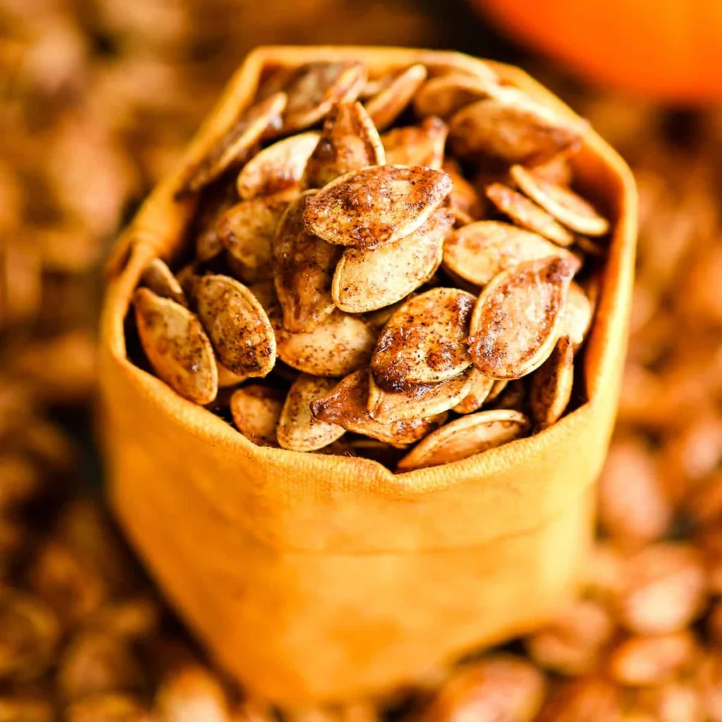 Roasted Cinnamon Sugar Pumpkin Seeds from Joy Food Sunshine