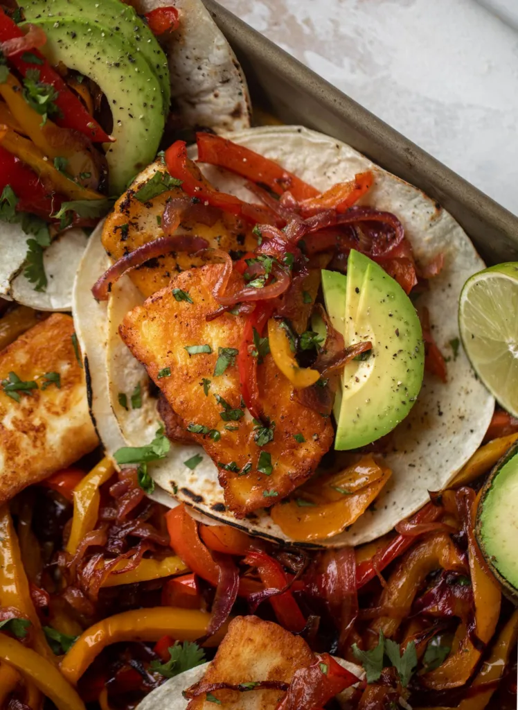 Weekly Meal Plan Ideas 42: Crispy Halloumi Fajitas from HowSweetEats