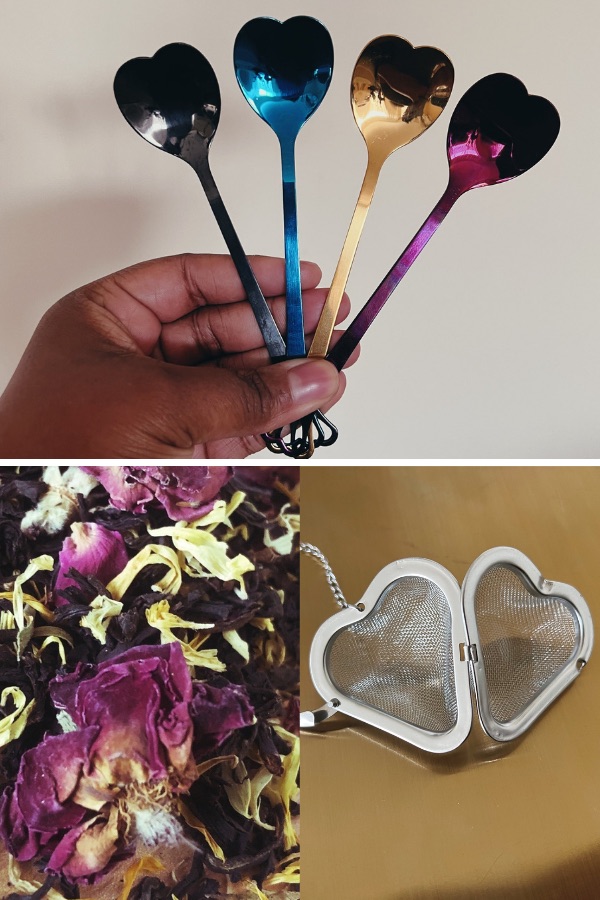 Make you own gift basket with Ivy's handcrafted teas and heart accessories