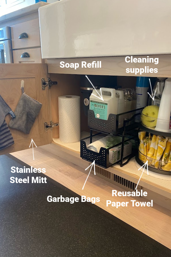 Undersink Kitchen Organizing with four simple products