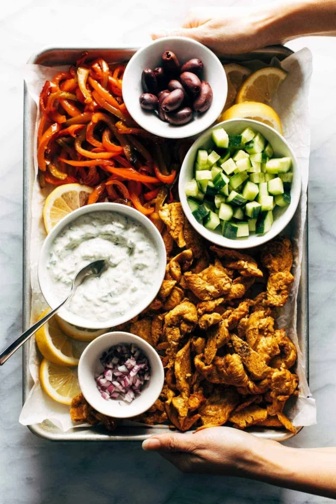 Sheet Pan Chicken Pitas from Pinch of Yum Sheet Pan Chicken Pitas from Pinch of Yum