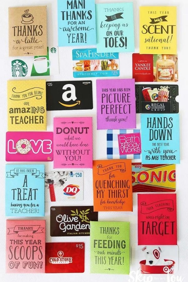 Skip to My Lou's printable teacher appreciation gift card holders make a great end-of-the-year present