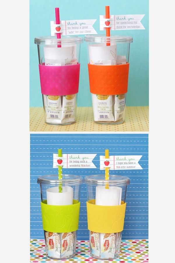 Lisa Storm's teacher appreciation printable gift tags help turn a tumbler into a great gift