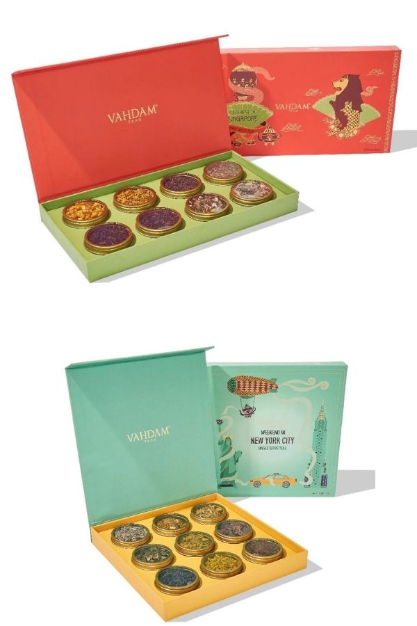 These travel-themed tea sets from Vahdam are a thoughtful gift for Father's Day