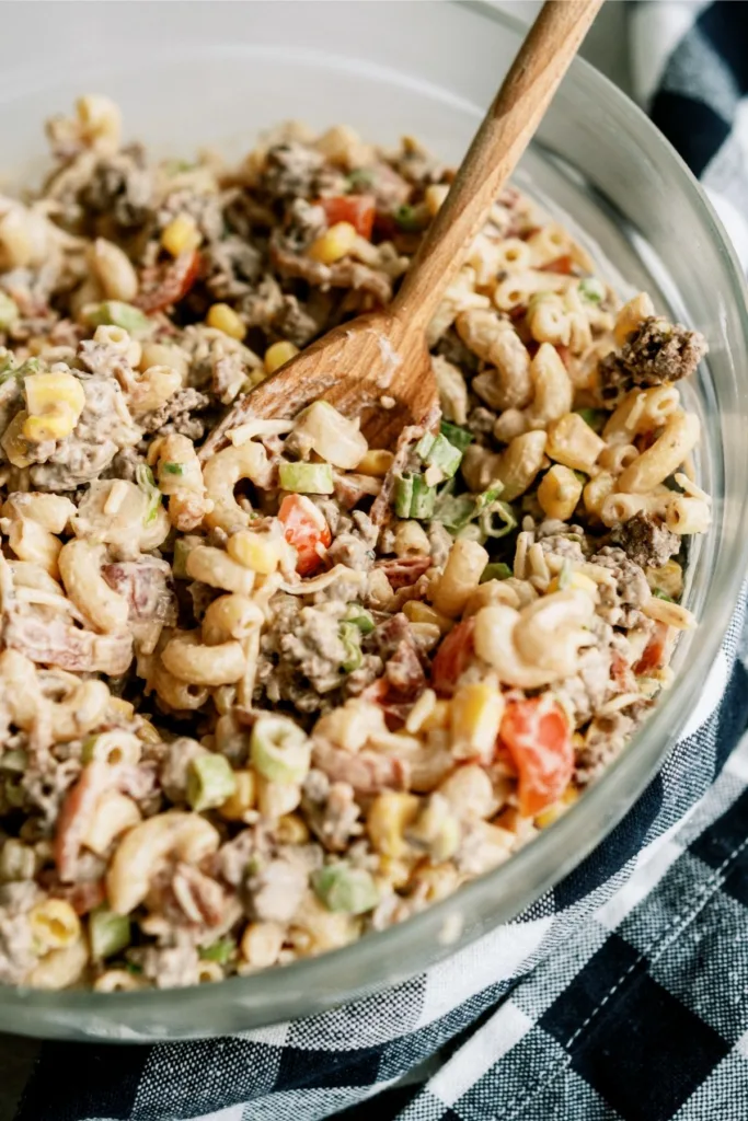 Fall Pasta Salad recipes | Cowboy Pasta Salad from Six Sisters Stuff