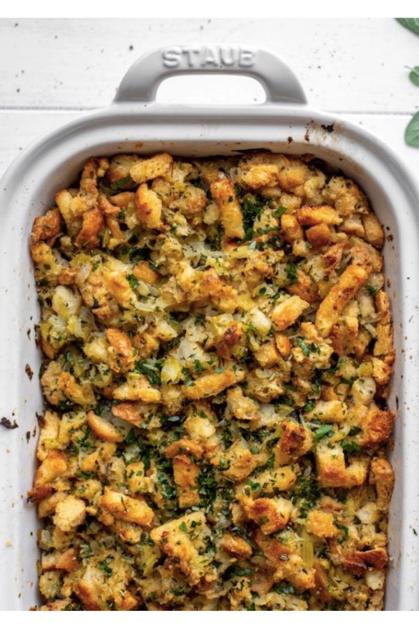 How Sweet Eats' buttery herb stuffing makes a great Thanksgiving potluck dish.
