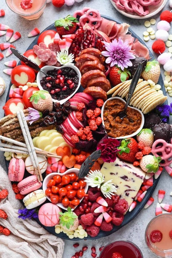 Heart-shaped charcuterie from Foxes Love Lemons.