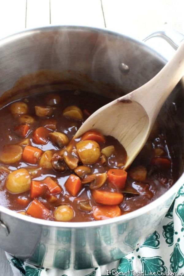 It Doesn't Taste Like Chicken's vegan Irish stew is a delicious family dinner for St. Patrick's Day. It Doesn't Taste Like Chicken's vegan Irish stew is a delicious family dinner for St. Patrick's Day.