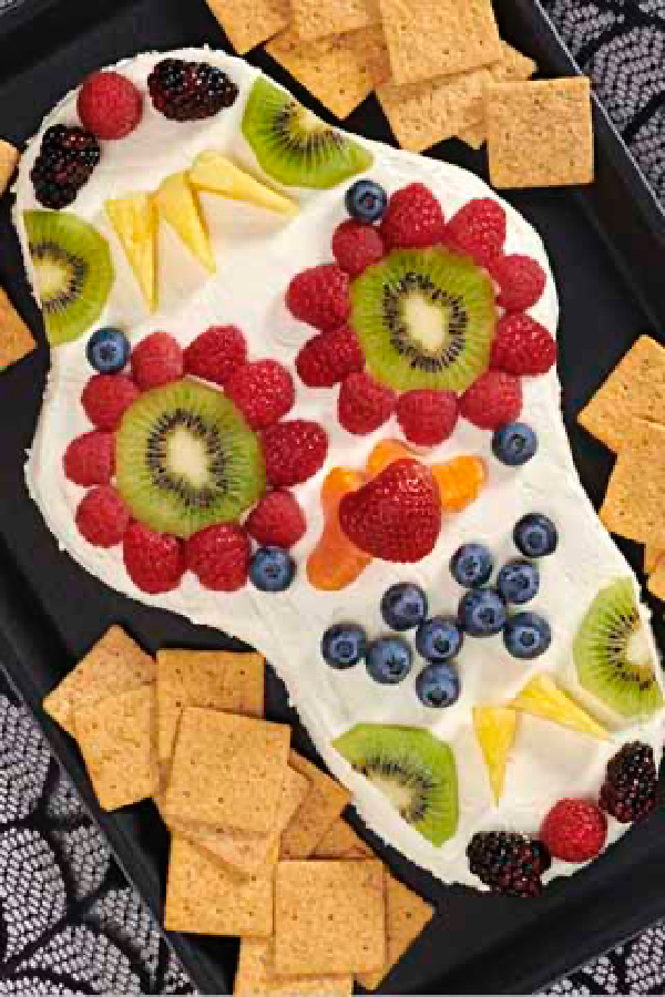 Healthy Halloween treats: Sugar skull fruit dip with Wheat Thins