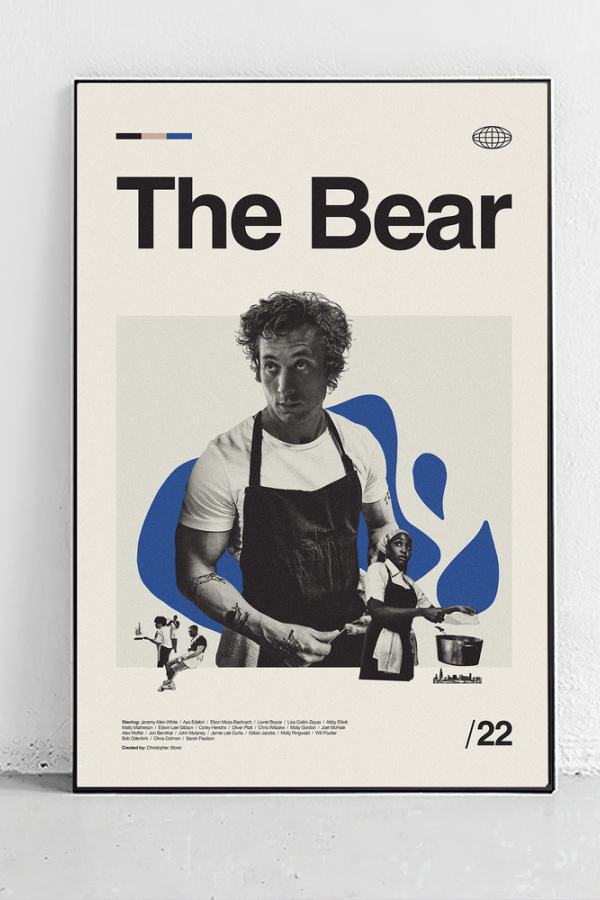 The Bear Poster in Mid-Century Style | Sexy Valentine's Gifts for fans of the Bear | from Sandgrain Studio
