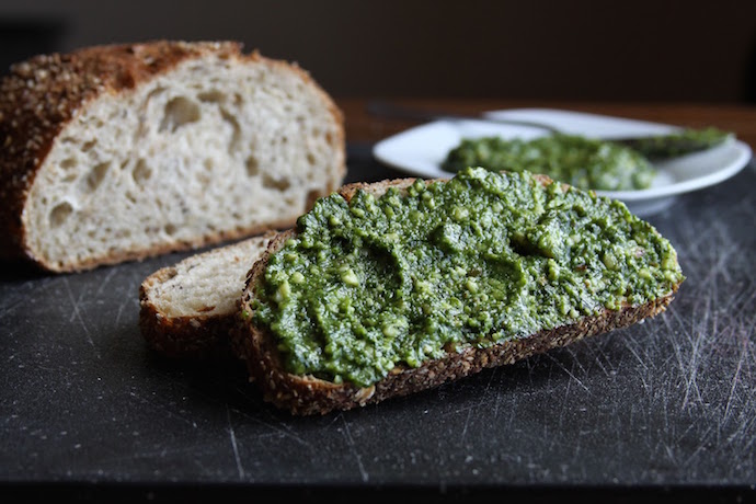How to make pesto and the easiest way to enjoy it: Slathered on rustic bread | Espresso and Cream