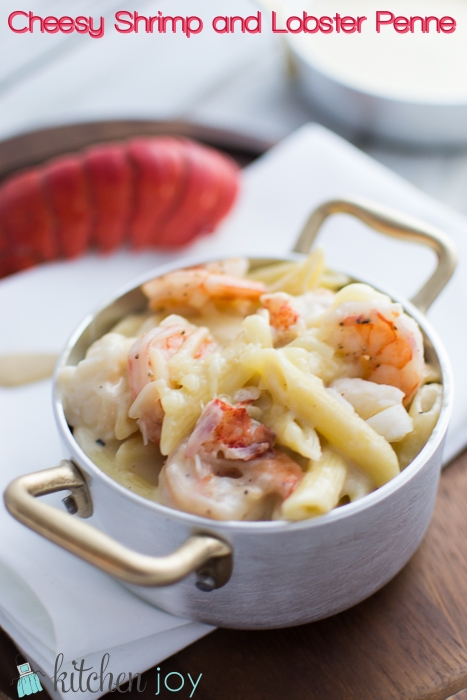Decadent Mac and Cheese recipes: Cheesy Shrimp and Lobster Penne from Kitchen Joy