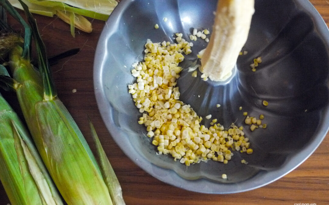 The best mess-free way to cut corn off the cob.