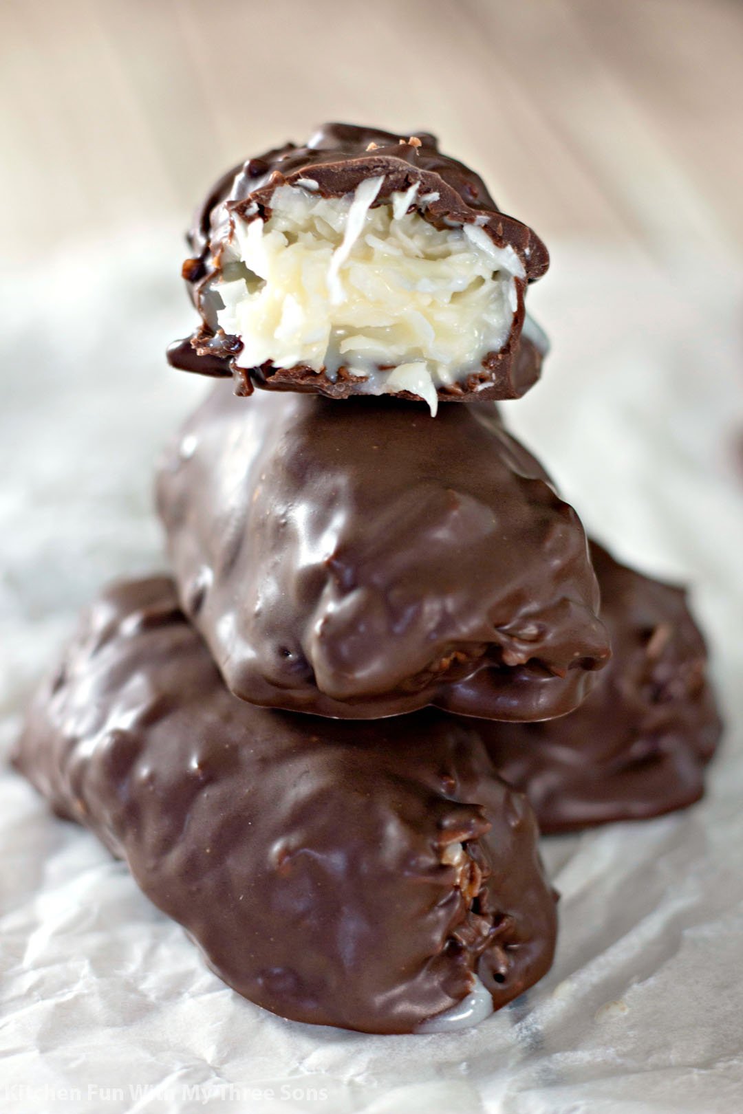 Copycat movie theater candy: 3-ingredient Mounds bar recipe from Kitchen Fun with My 3 Sons