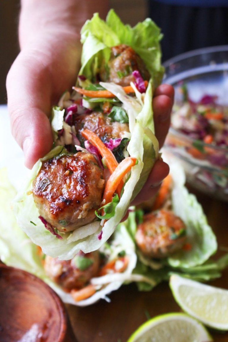 Weekly meal plan: Make these Thai meatballs at Garlic Diaries ahead of time for quick lettuce wraps for dinner 