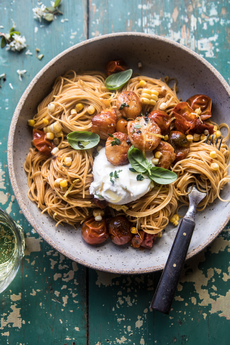 Cool Mom Eats meal plan: Browned Butter Scallop and Burst Tomato Basil Pasta | Half Baked Harvest