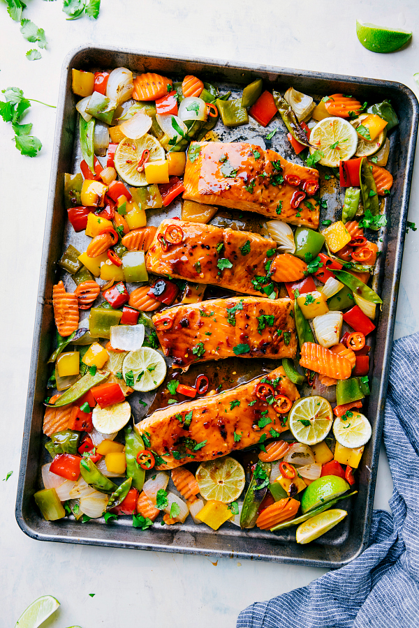 Cool Mom Eats weekly meal plan: Sheet Pan Thai Glazed Salmon at The Recipe Critic 