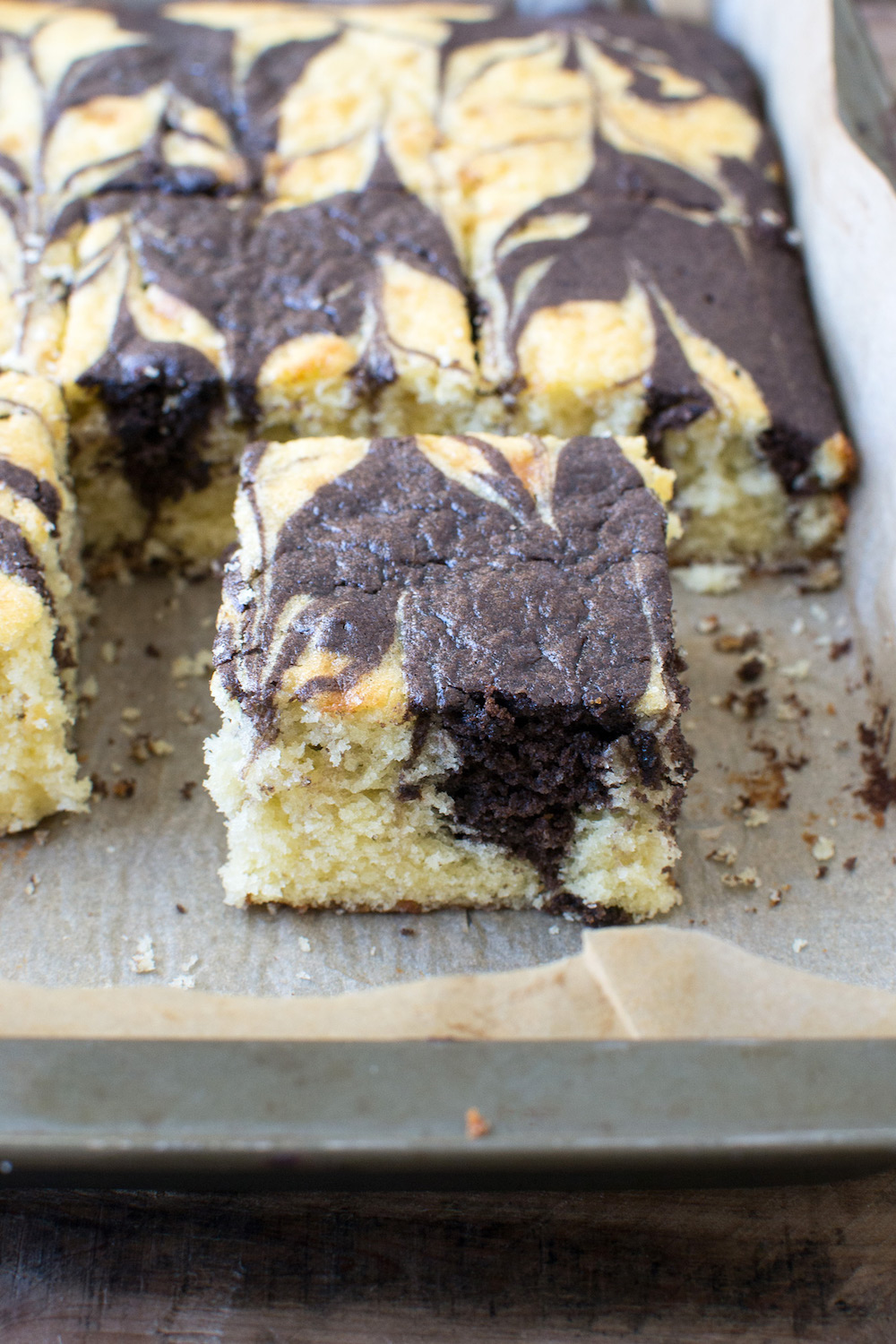 Recipes for your sheetcaking weekend: Chocolate Vanilla Marble Cake at The Well Floured Kitchen