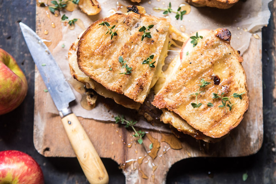 Weekly meal plan: Take it easy with grilled cheese | Honey, Apple, Cheddar Grilled Cheese at Halfbaked Harvest