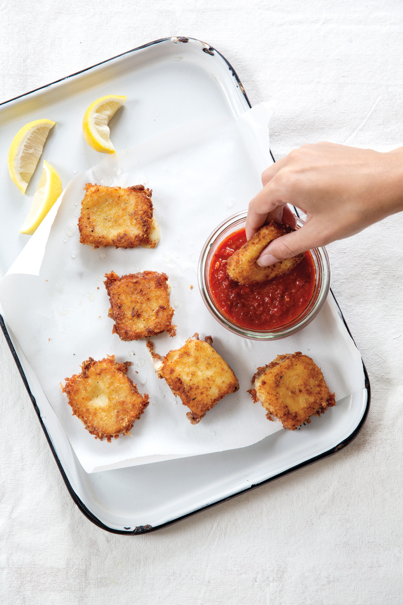The Dinner Plan cookbook: One of our new must-have cookbooks for families thanks to smart tips and excellent recipes the whole family will love like these Melted Mozzarella Squares! | Cool Mom Eats (Photo by Maura McEvoy for The Dinner Plan)