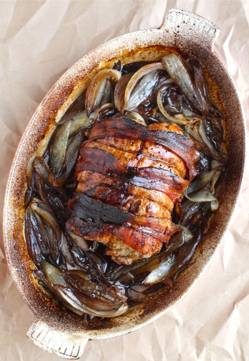 Cool Mom Eats weekly meal plan: Roast Pork with Caramelized Balsamic Onions at Simple Bites