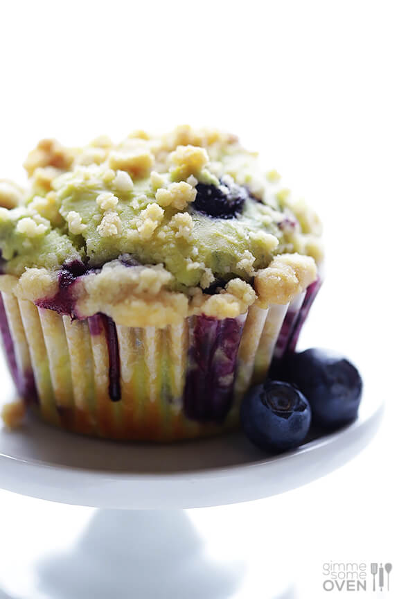 Superfood recipes for kids: Avocado Blueberry Muffins -- who knew you cold bake with avocado? Genius! | Gimme Some Oven
