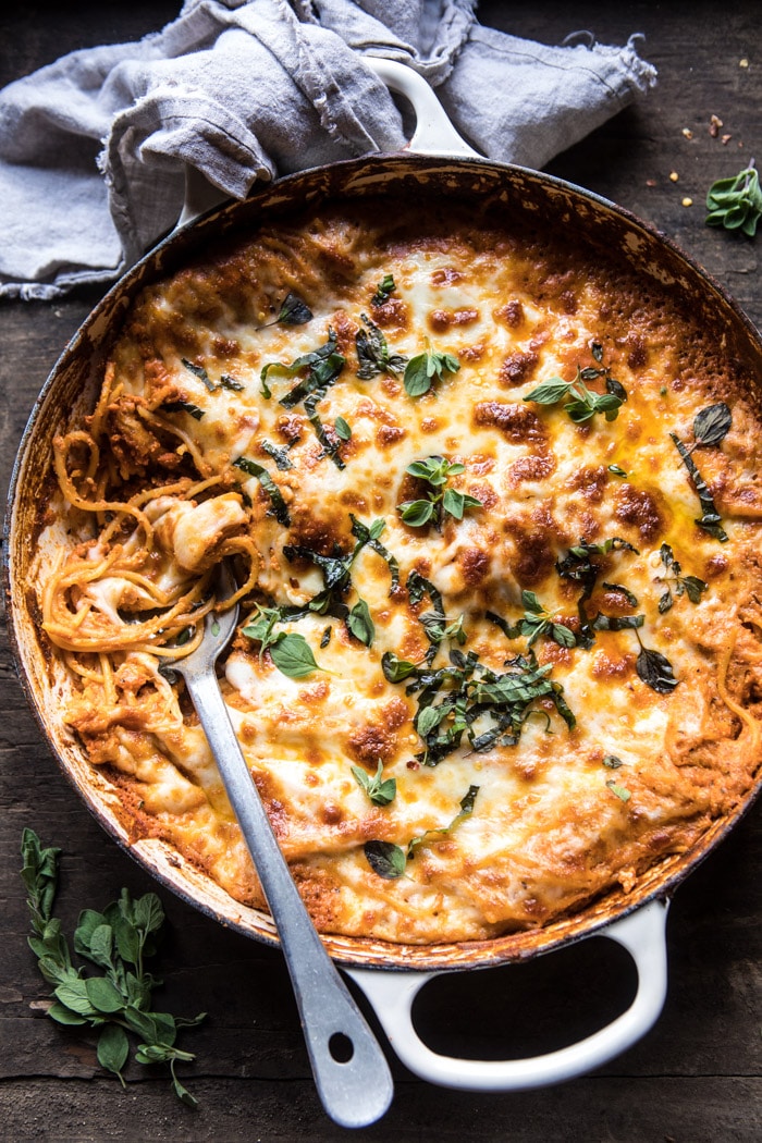 Cool Mom Eats weekly meal plan: Cheesy Spaghetti Pie at Half Baked Harvest 