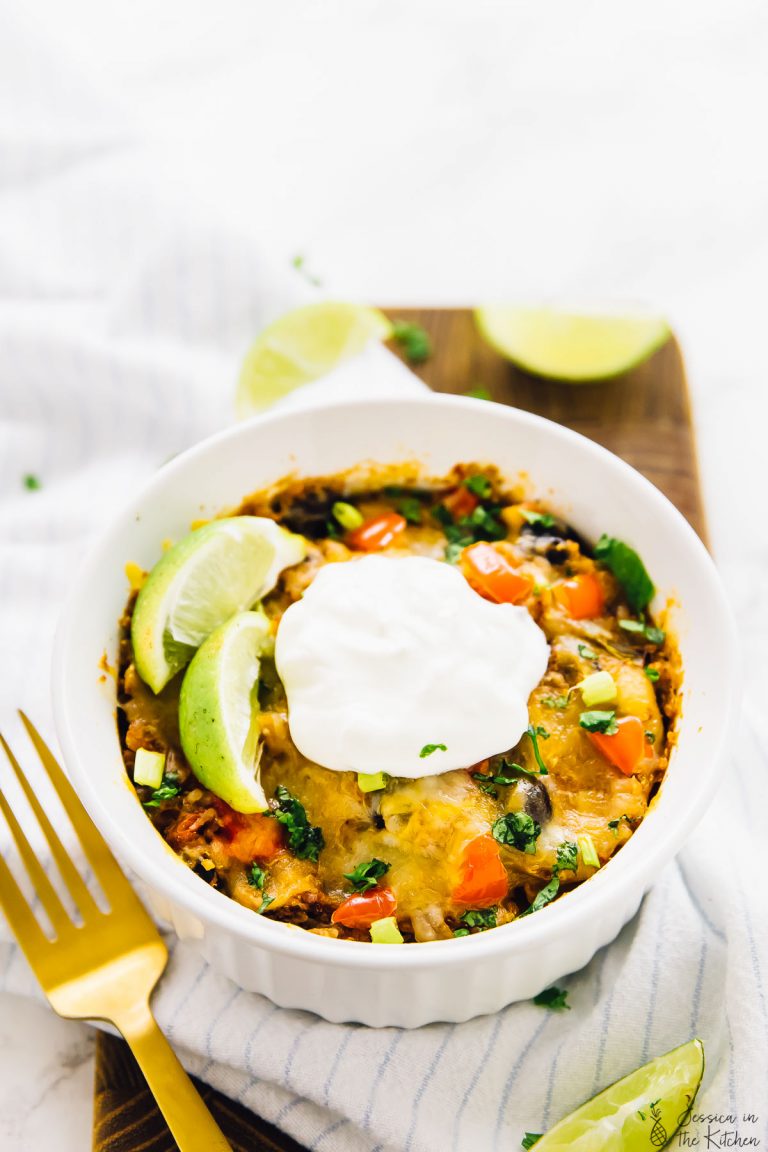 Cool Mom Eats weekly meal plan: Slow Cooker Quinoa Enchilada Casserole at Jessica in the Kitchen